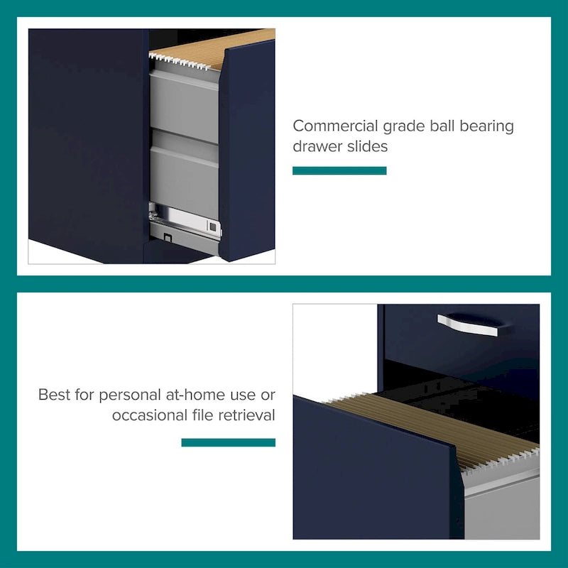 Navy 3-Drawer Mobile File Cabinet with Wheels