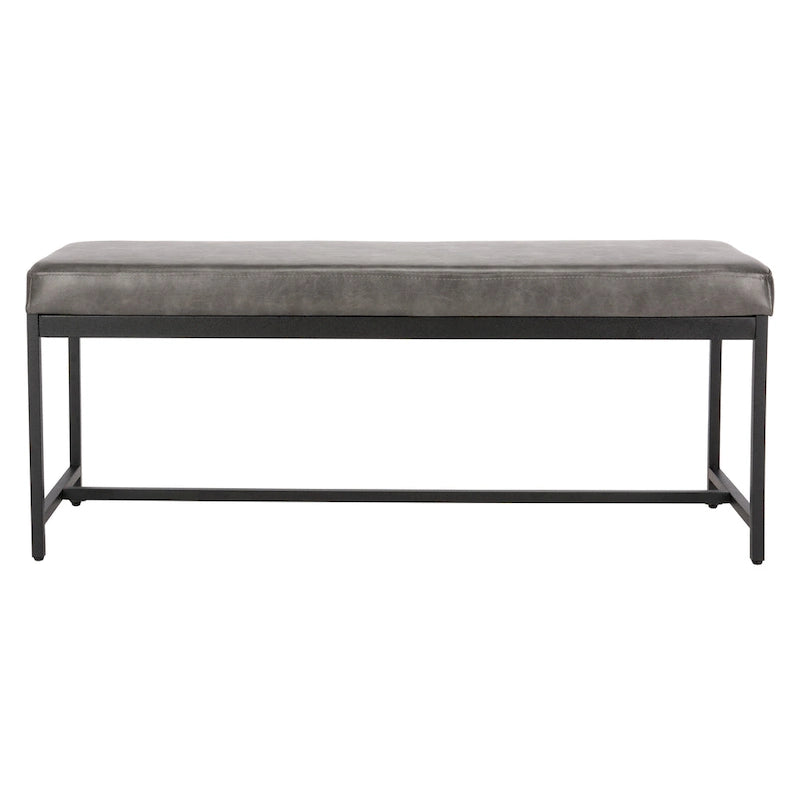 Brown Faux Leather Bench with Metal Legs