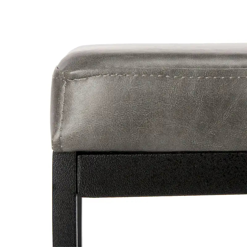 Brown Faux Leather Bench with Metal Legs
