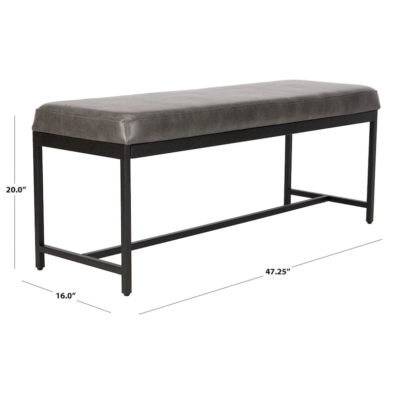Brown Faux Leather Bench with Metal Legs