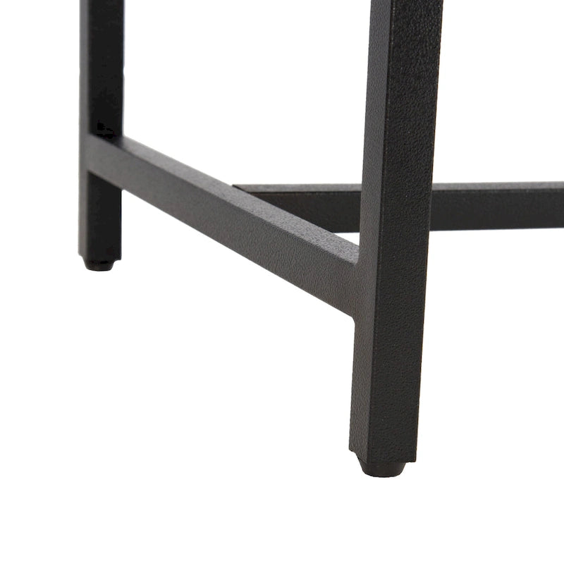 Brown Faux Leather Bench with Metal Legs