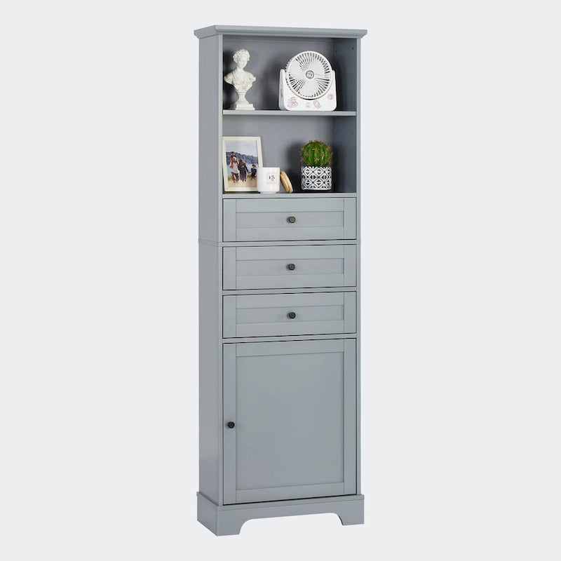 White Tall Storage Cabinet with 3 Drawers - Multi-User