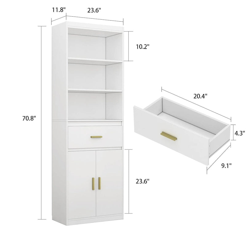White Tall Storage Cabinet with Drawer - Multi-User