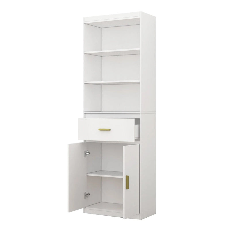 White Tall Storage Cabinet with Drawer - Multi-User