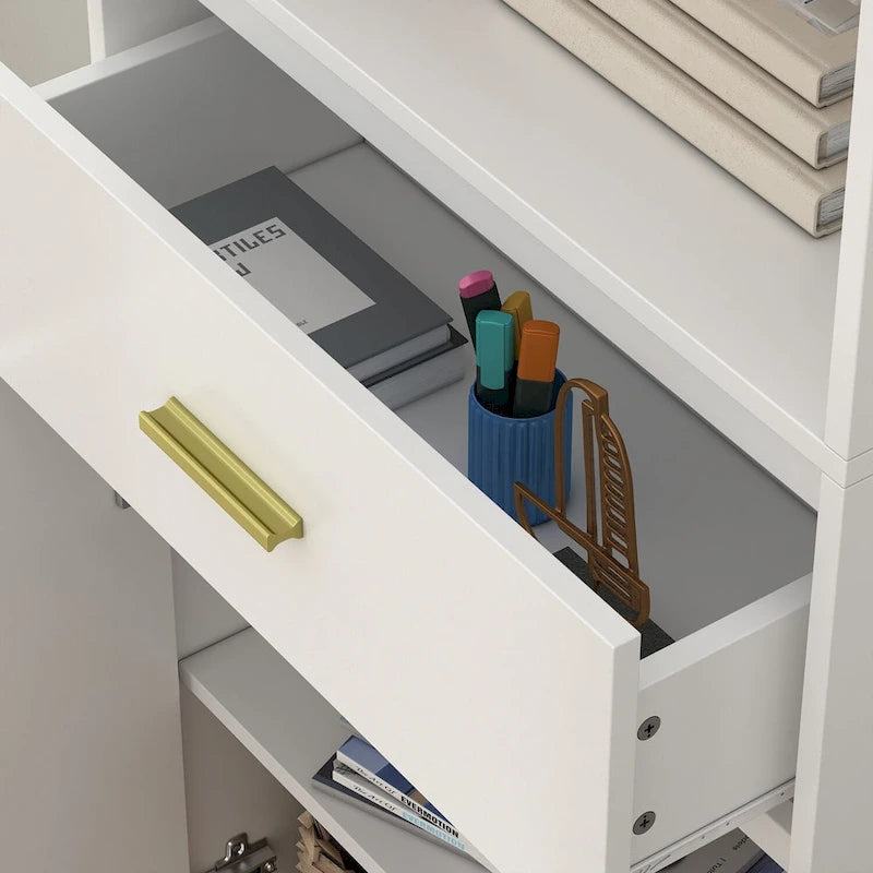 White Tall Storage Cabinet with Drawer - Multi-User