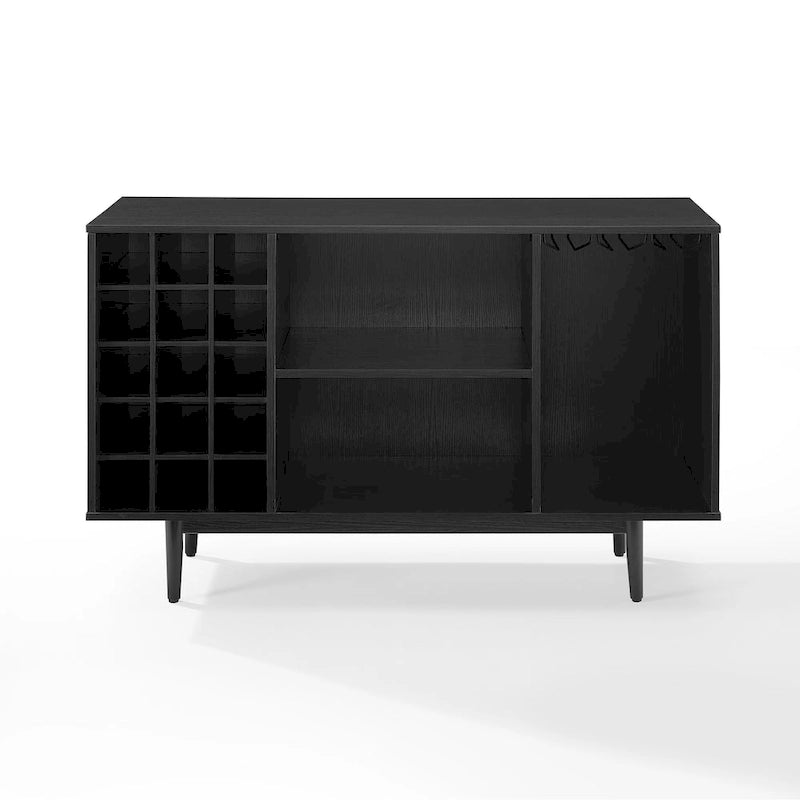 Black Wine Storage Sideboard - Mid-Century Modern Style - 15 Bottle Capacity