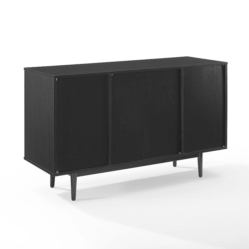Black Wine Storage Sideboard - Mid-Century Modern Style - 15 Bottle Capacity