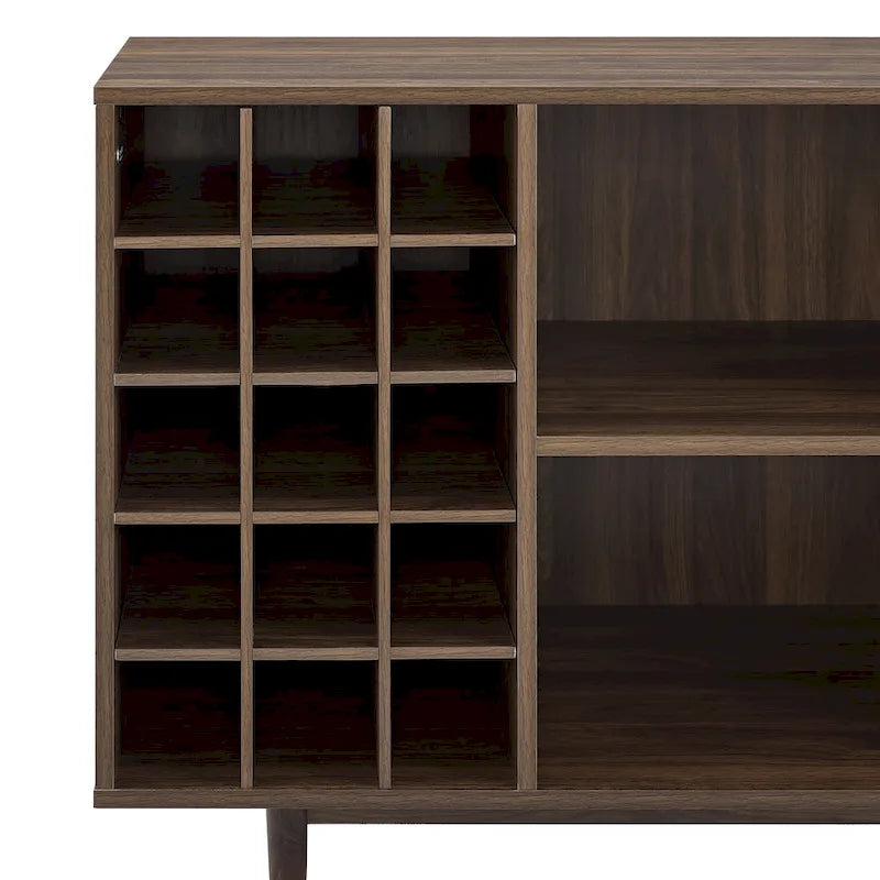 Black Wine Storage Sideboard - Mid-Century Modern Style - 15 Bottle Capacity
