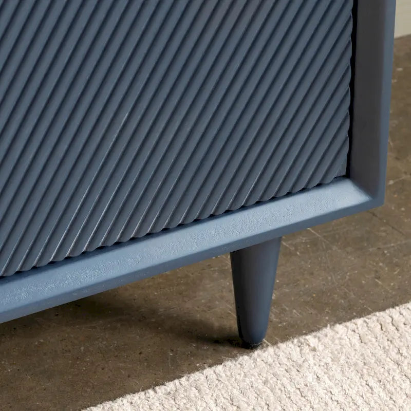 Navy Blue Wooden Sideboard with Gold Hardware - 72 Inch - Four Door