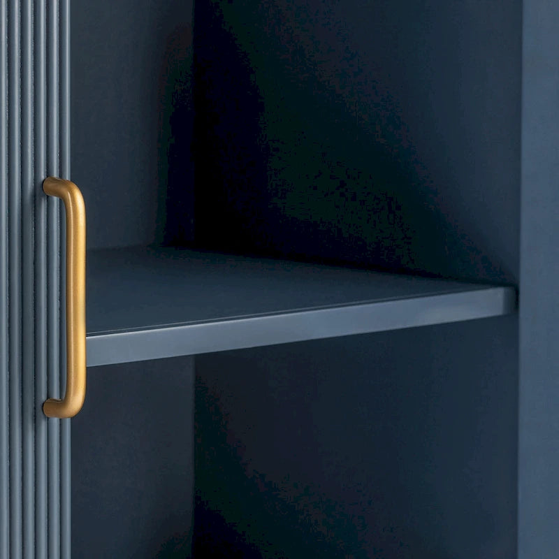 Navy Blue Wooden Sideboard with Gold Hardware - 72 Inch - Four Door