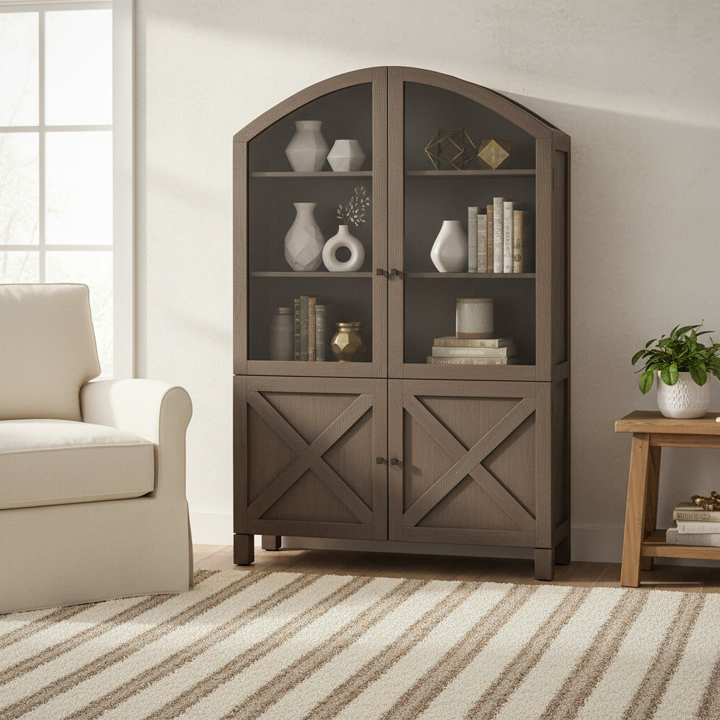 Barrett Dark Grey Solid Wood Display Cabinet