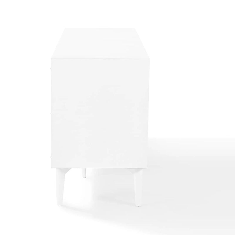 White Mid-Century Sideboard - 2 Cabinets 3 Drawers