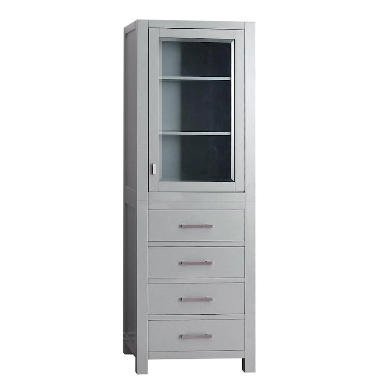 24" Chilled Gray/Navy Blue Linen Tower with Glass Door