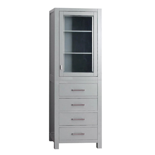 24" Chilled Gray/Navy Blue Linen Tower with Glass Door