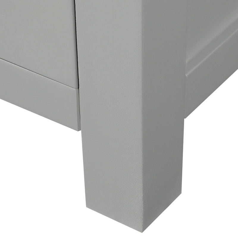 24" Chilled Gray/Navy Blue Linen Tower with Glass Door