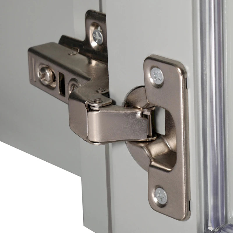 24" Chilled Gray/Navy Blue Linen Tower with Glass Door