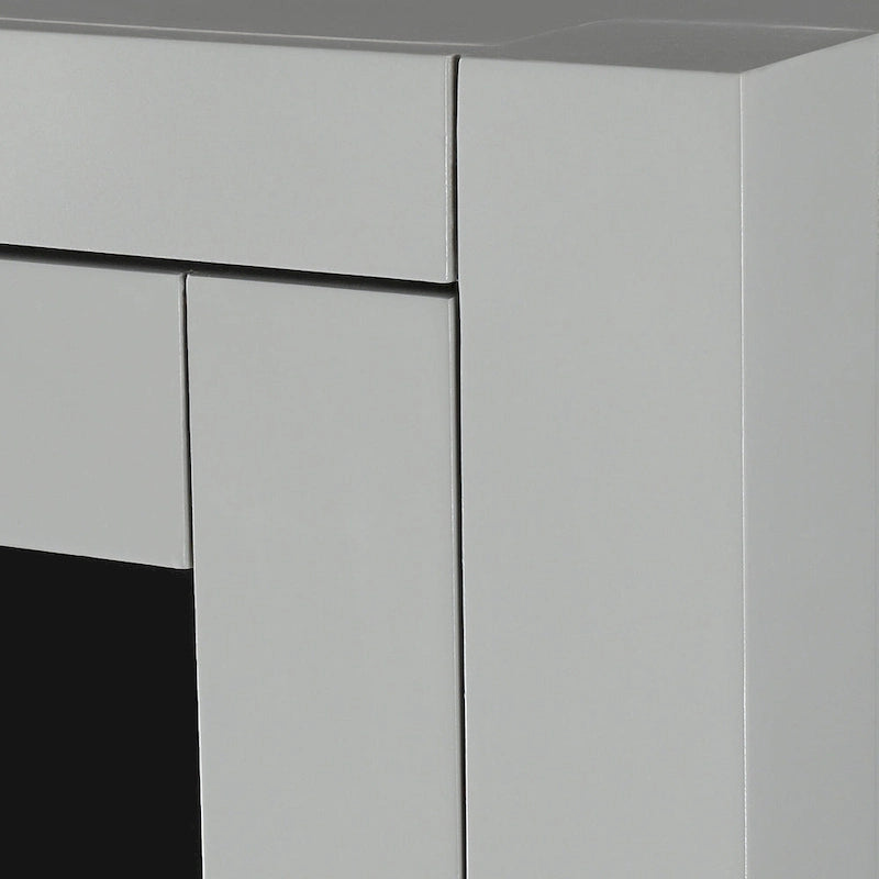 24" Chilled Gray/Navy Blue Linen Tower with Glass Door