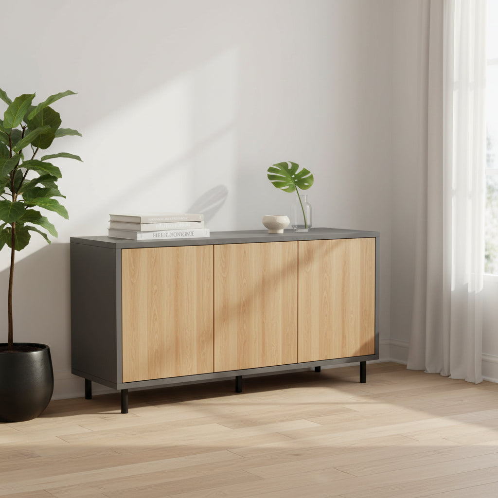 Grey Double Door Wall Cabinet - 24 x 18 x 12 Inch