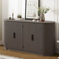 Vertical Striped Storage Cabinet with Metal Handles - Multi-Room
