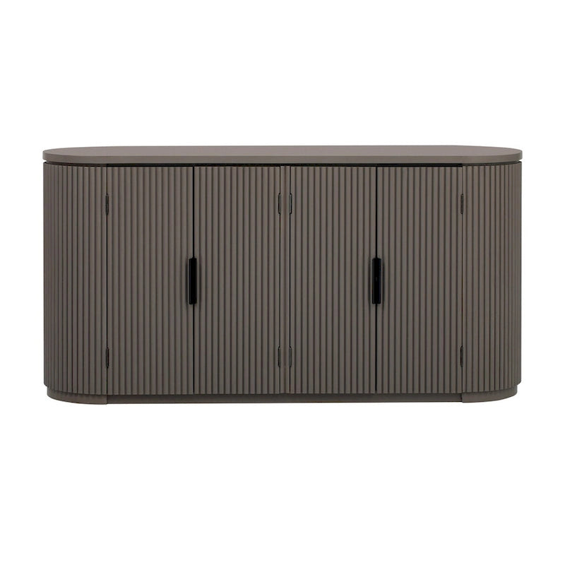Vertical Striped Storage Cabinet with Metal Handles - Multi-Room