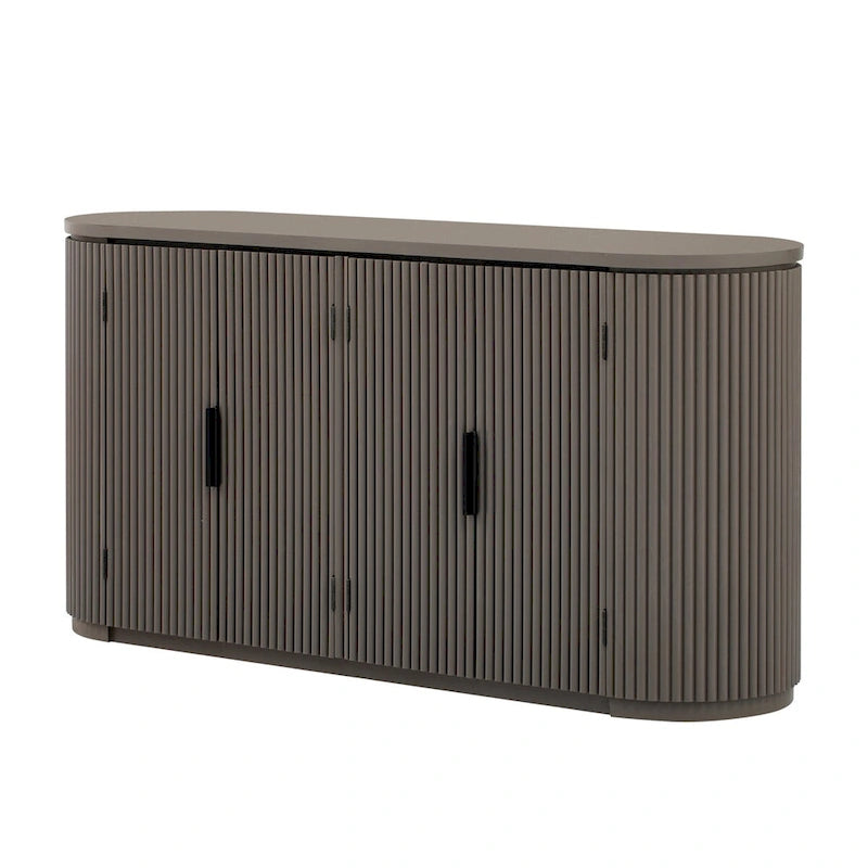 Vertical Striped Storage Cabinet with Metal Handles - Multi-Room