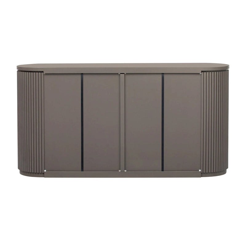 Vertical Striped Storage Cabinet with Metal Handles - Multi-Room