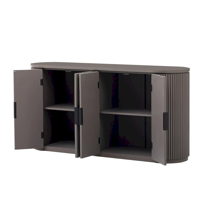 Vertical Striped Storage Cabinet with Metal Handles - Multi-Room