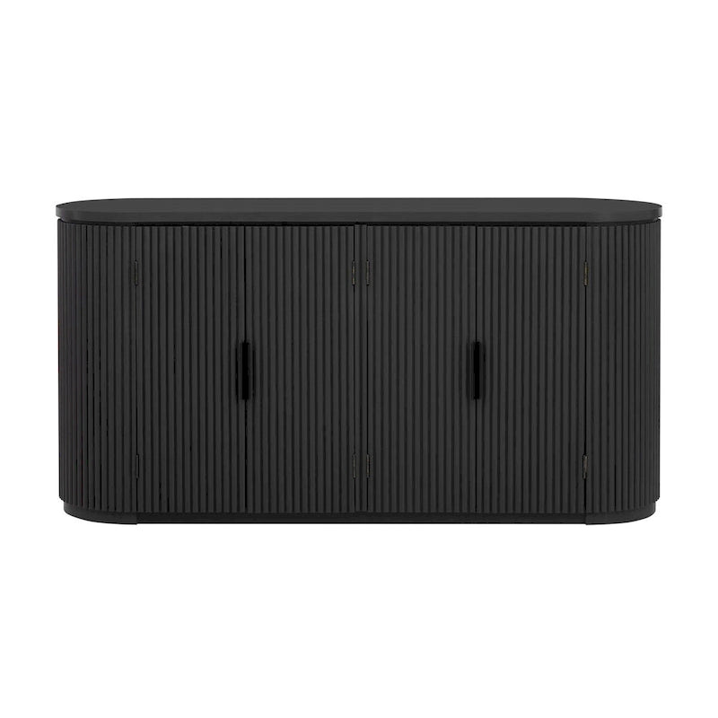 Vertical Striped Storage Cabinet with Metal Handles - Multi-Room