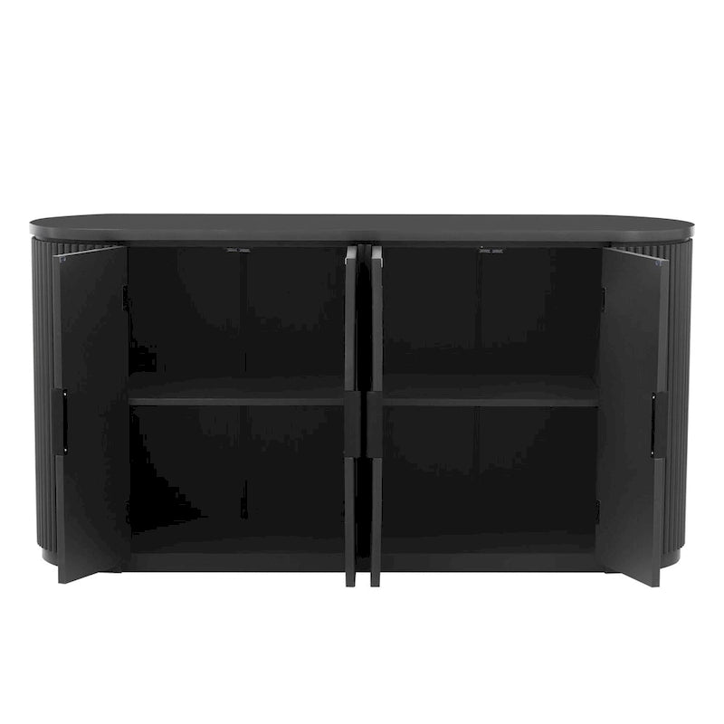 Vertical Striped Storage Cabinet with Metal Handles - Multi-Room