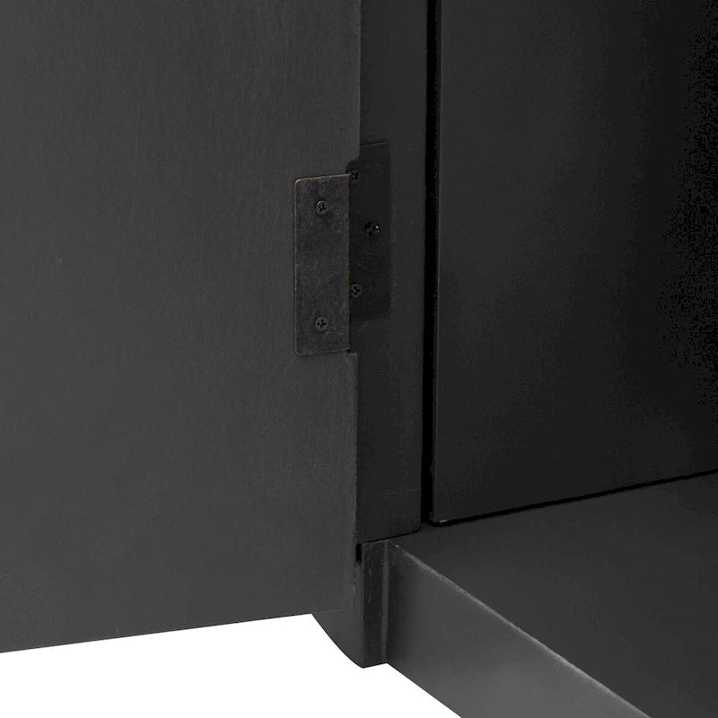 Vertical Striped Storage Cabinet with Metal Handles - Multi-Room