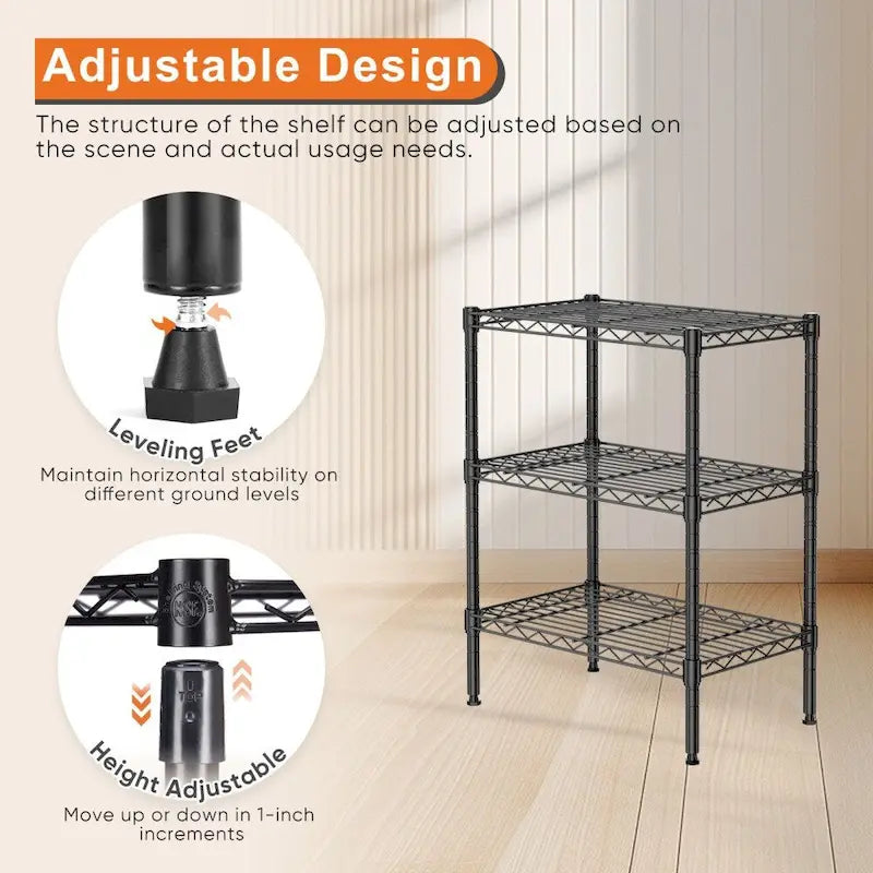 3-Tier Metal Wire Storage Rack