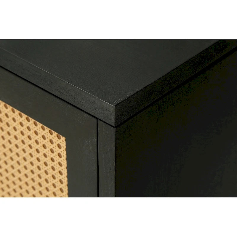 Natural Rattan Storage Cabinet with 4 Doors