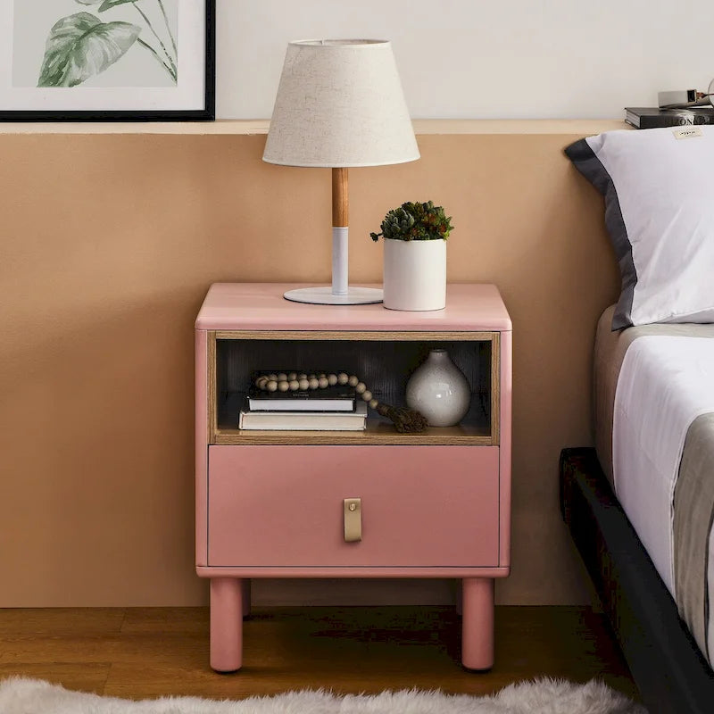 Wooden Bedside Table with Single Drawer