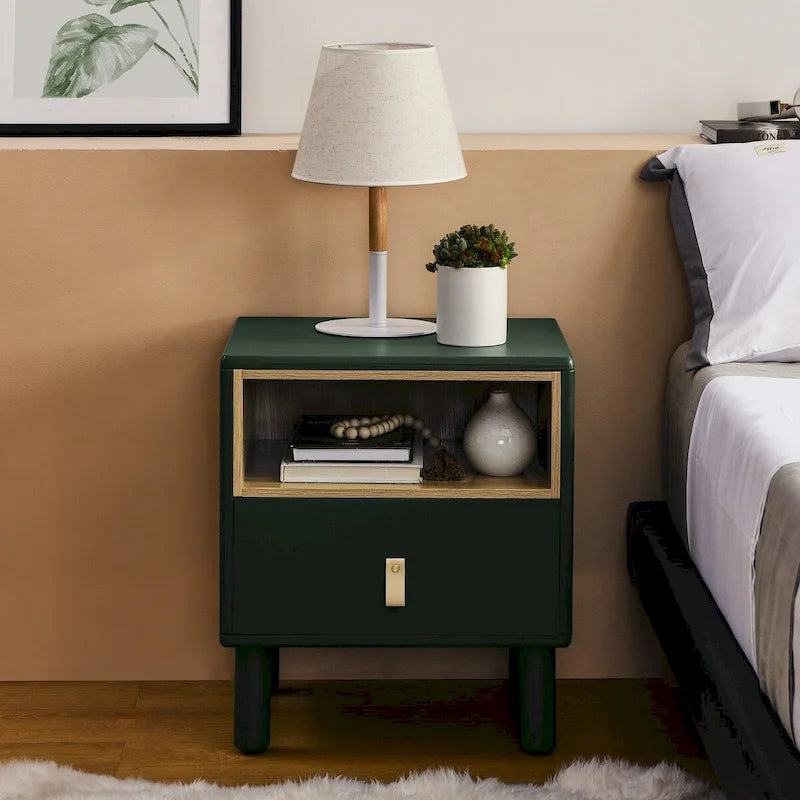 Wooden Bedside Table with Single Drawer