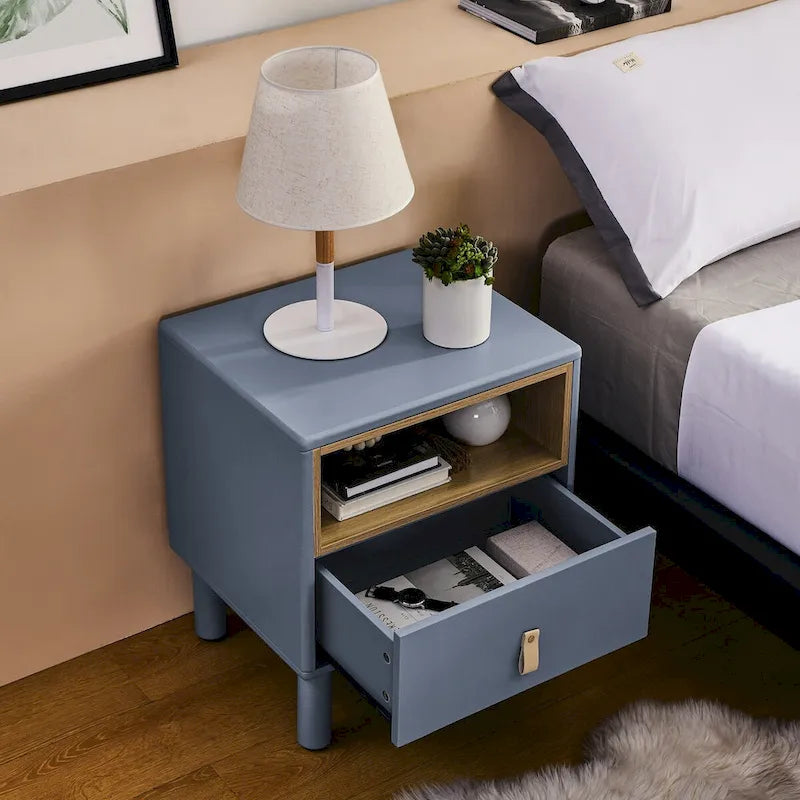 Wooden Bedside Table with Single Drawer