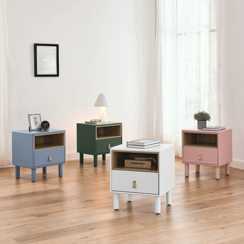 Wooden Bedside Table with Single Drawer
