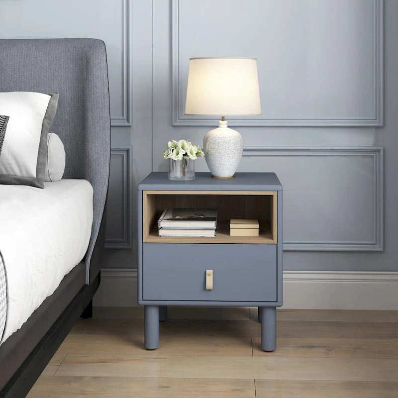 Wooden Bedside Table with Single Drawer