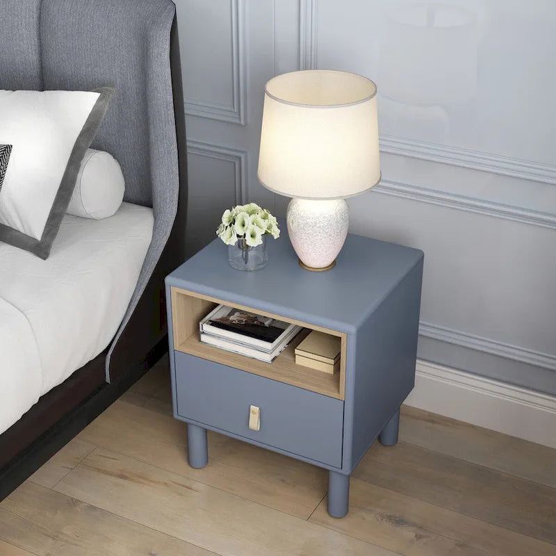 Wooden Bedside Table with Single Drawer