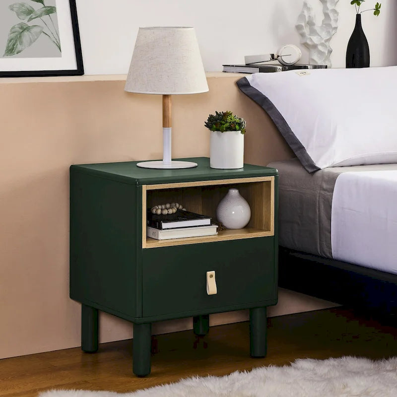 Wooden Bedside Table with Single Drawer