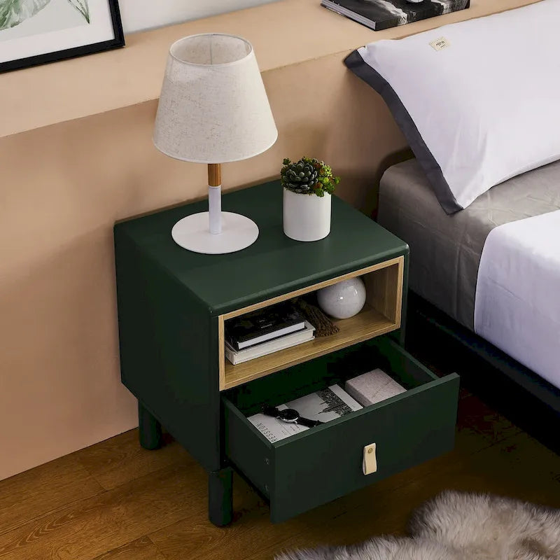 Wooden Bedside Table with Single Drawer
