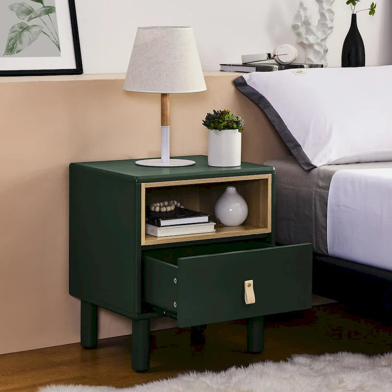 Wooden Bedside Table with Single Drawer