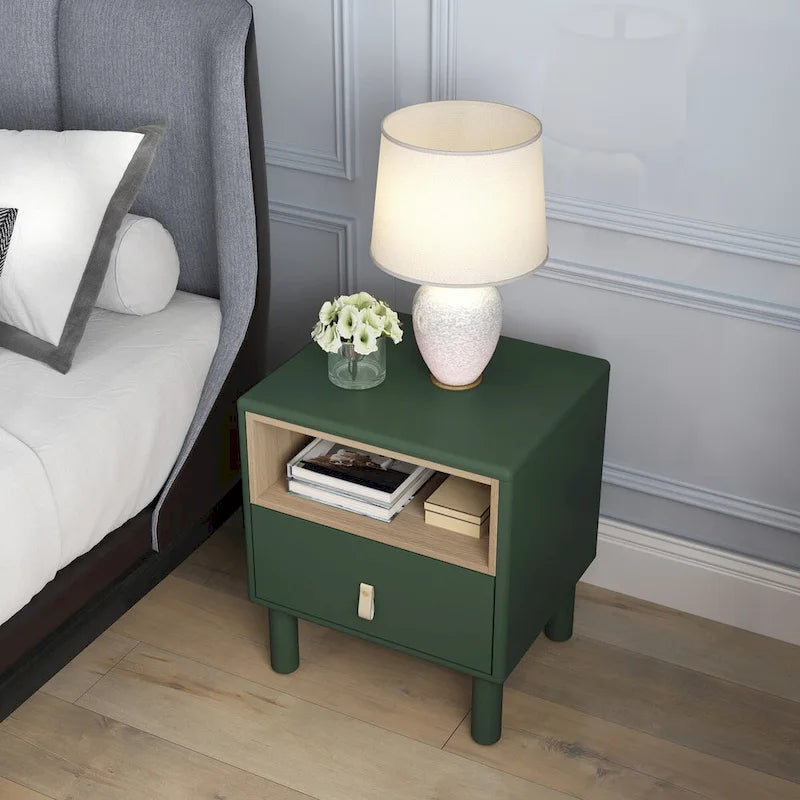 Wooden Bedside Table with Single Drawer