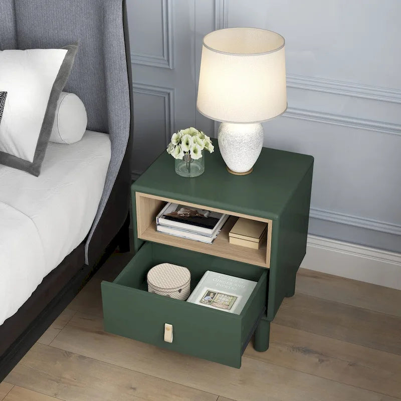Wooden Bedside Table with Single Drawer