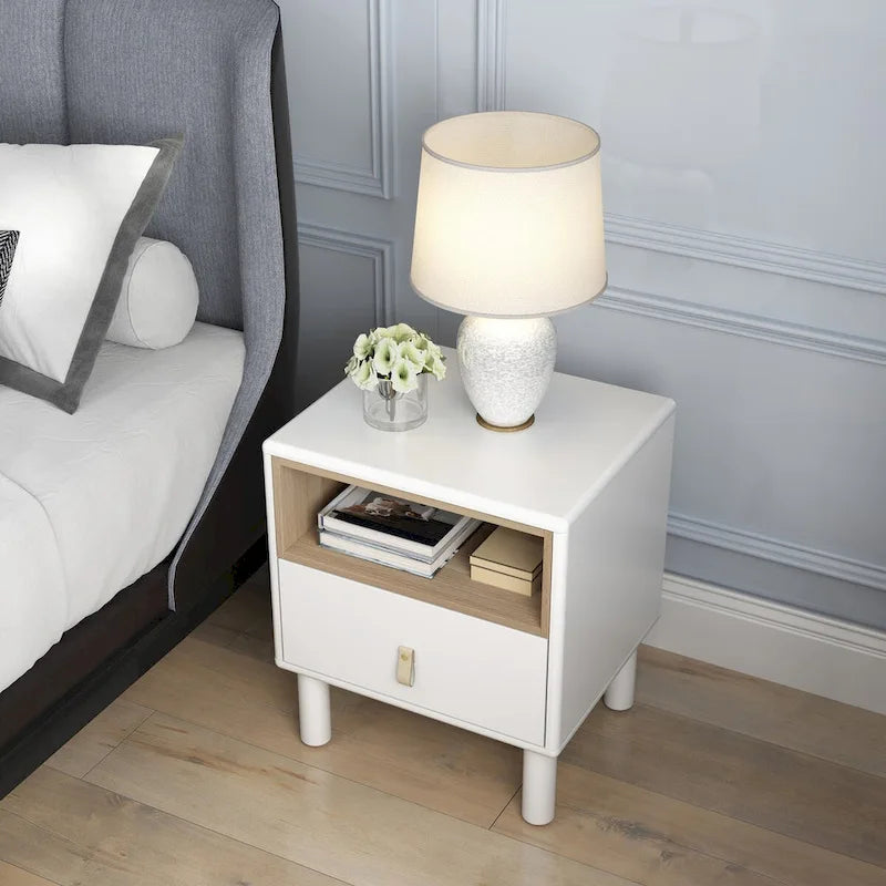 Wooden Bedside Table with Single Drawer