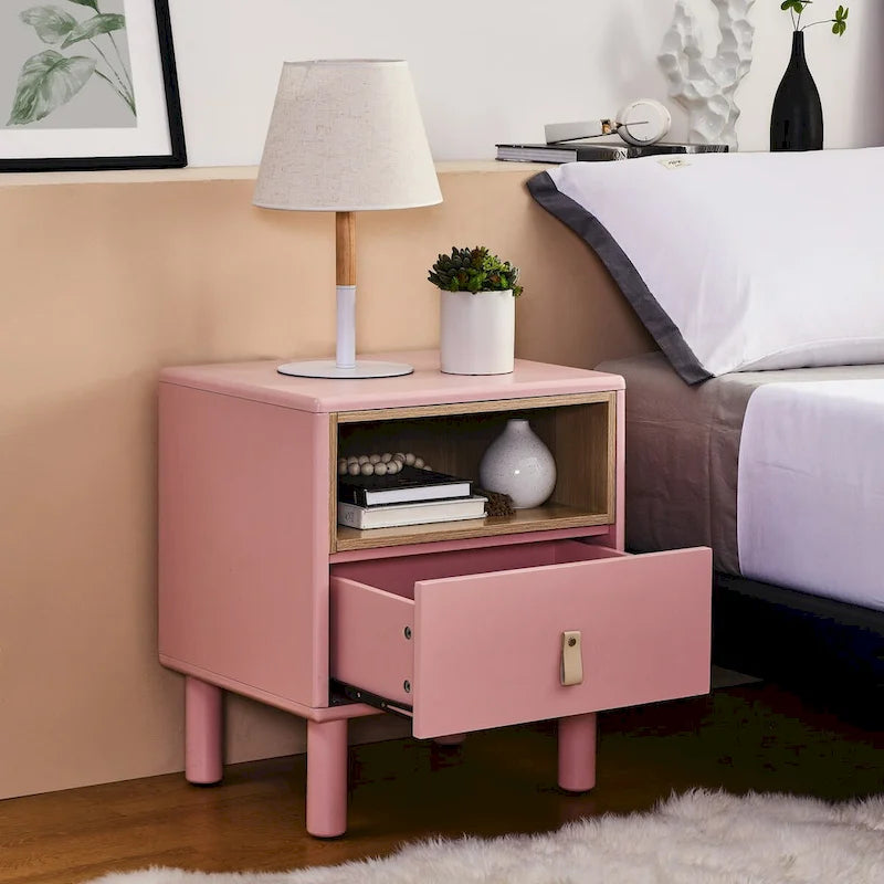 Wooden Bedside Table with Single Drawer