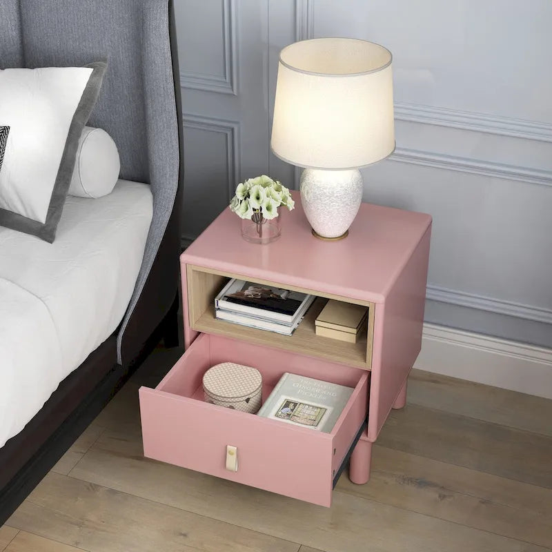 Wooden Bedside Table with Single Drawer