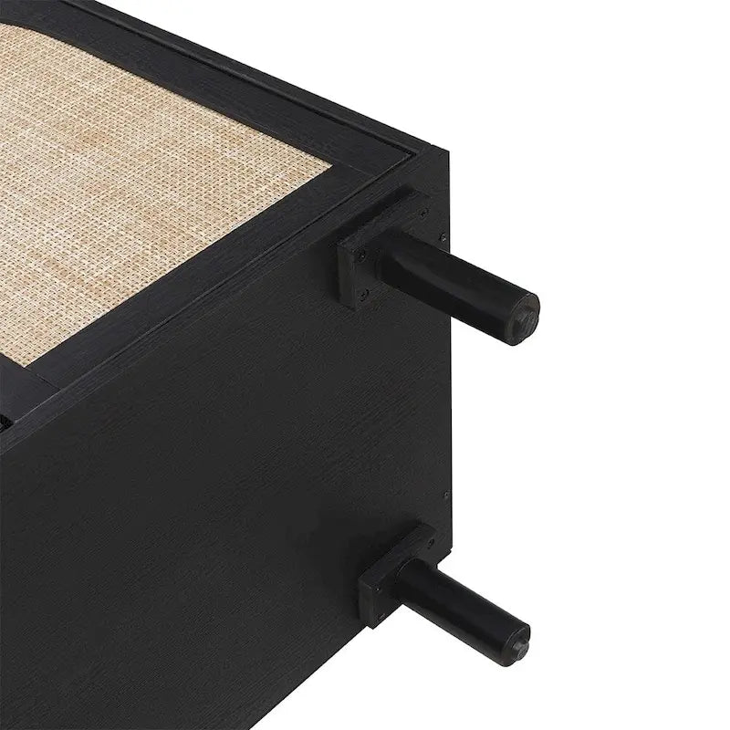 Natural Rattan 4-Door Storage Cabinet with Adjustable Shelves