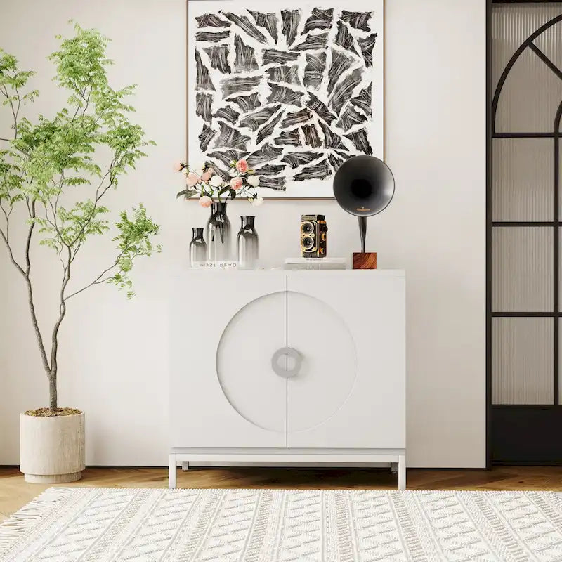 Wood Grain Storage Cabinet with Adjustable Shelves