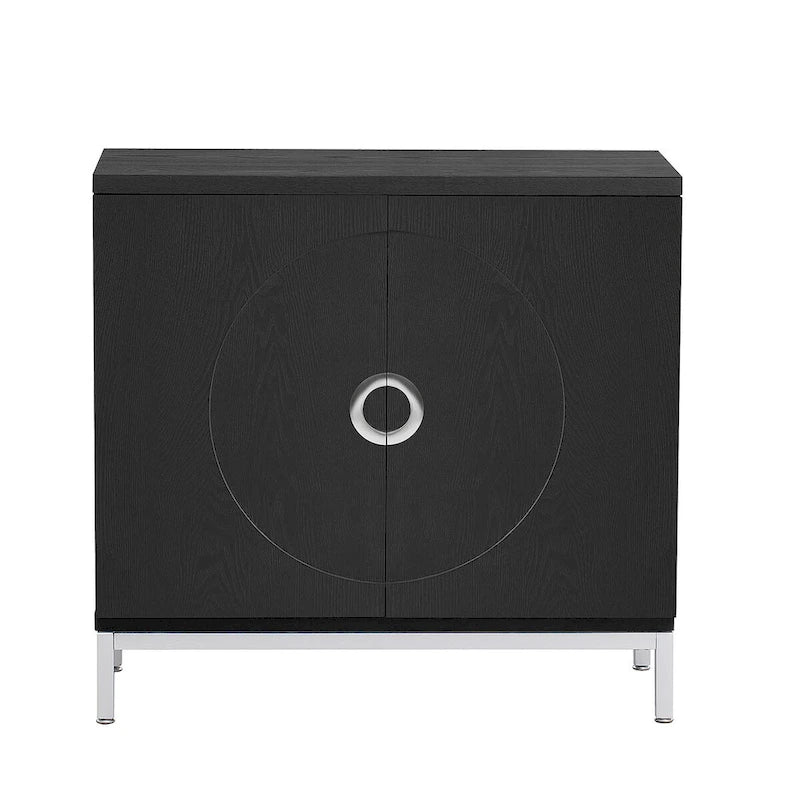 Wood Grain Storage Cabinet with Adjustable Shelves