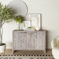 3 Door Wooden Cabinet with Hexagonal Pattern
